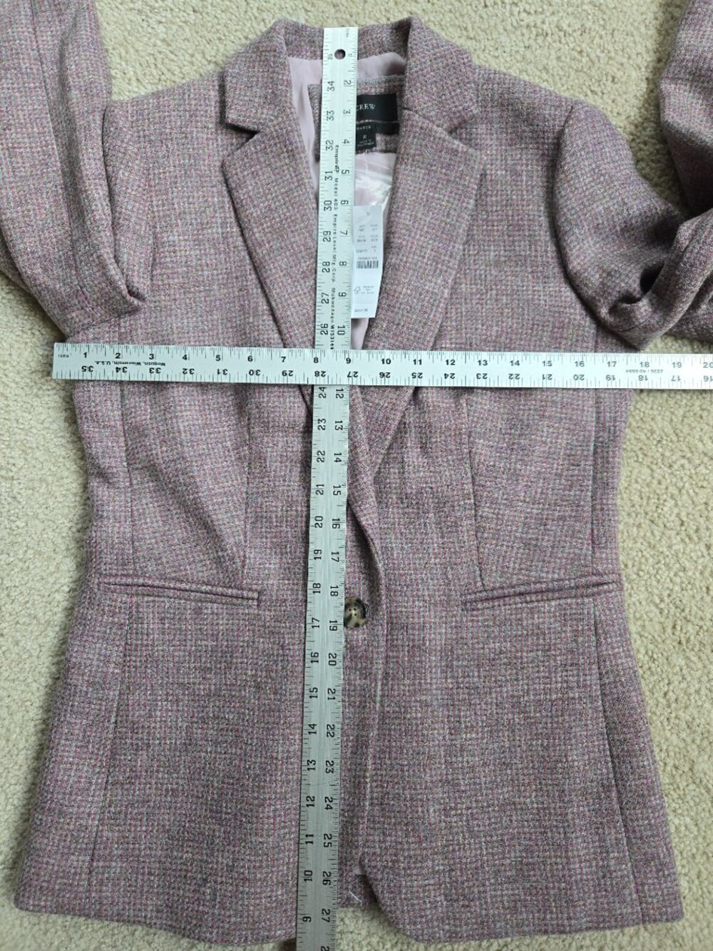 NWT J. Crew 100% Wool Tweed Parke Blazer Lavender and Grey Moon British Cloth - Picture 9 of 11